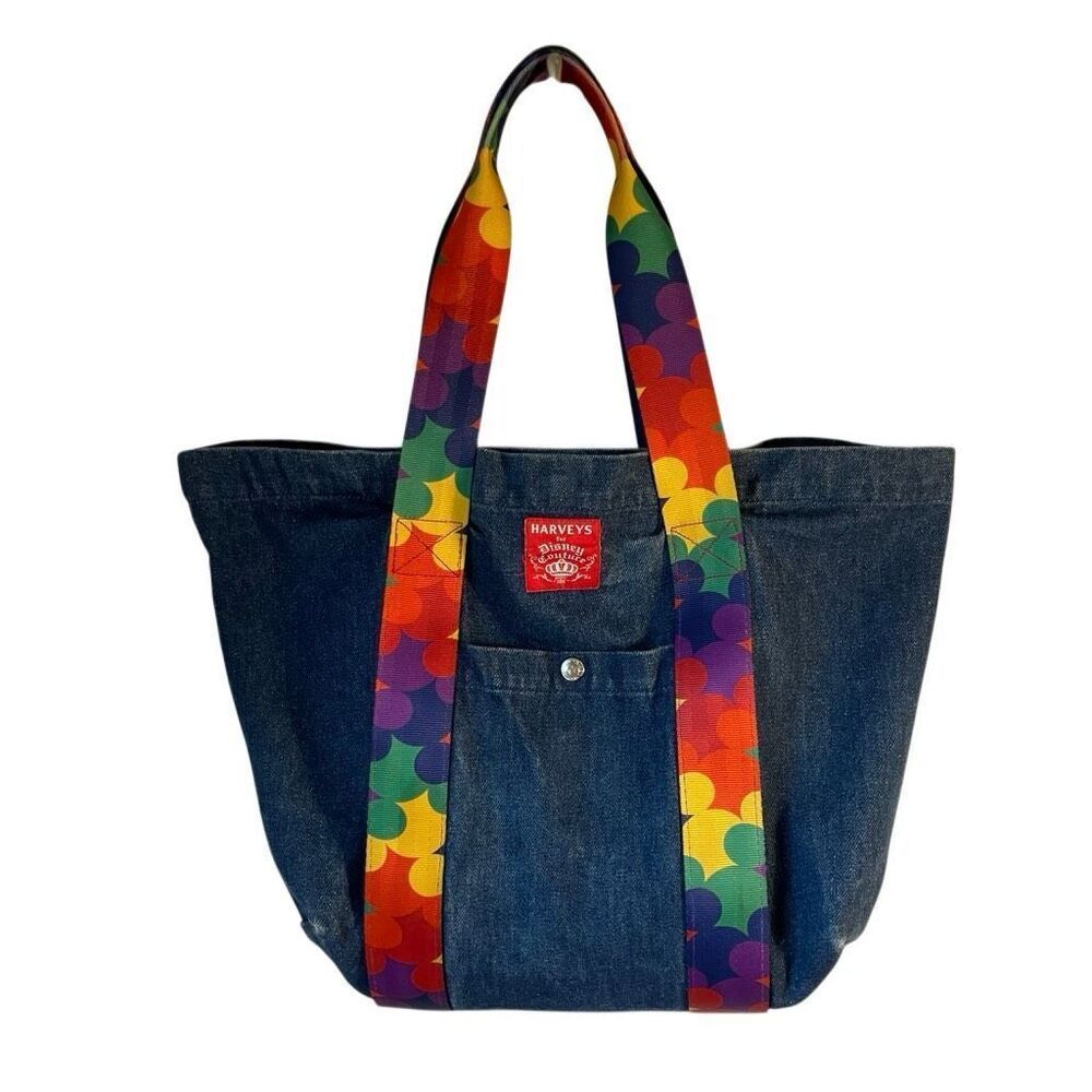 Harvey's for Disney Couture Rainbow Seatbelt Denim Bag. Rare! Pride
